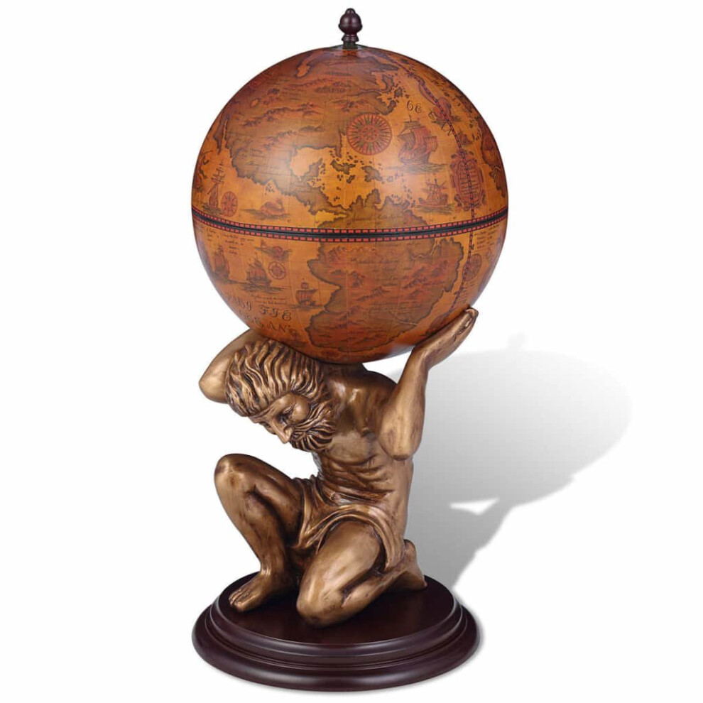 vidaXL Globe Bar Wine Stand Atlas Design 42x42x85cm Beverage Drink Bottle Rack