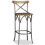 VidaXL vidaXL Solid Mango Wood Bar Stool Steel Cross Back Industrial High Chair Seat 4