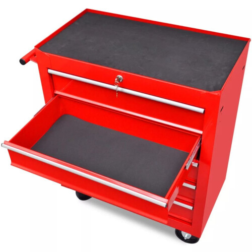 VidaXL vidaXL 5 Drawers Mechanics Tool Trolley Red Workshop Chest Box Storage Cabinet 2