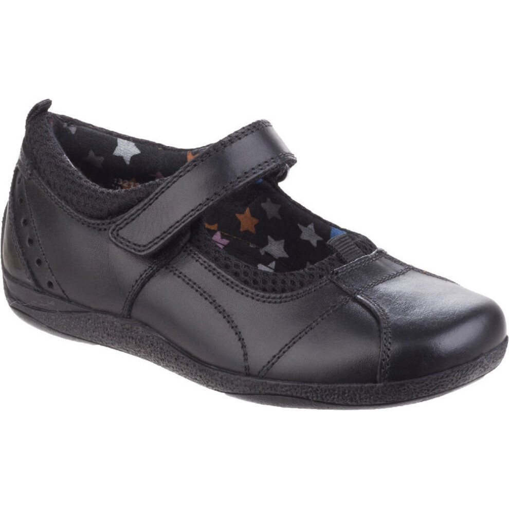 (3.5 UK, Black Leather) Hush Puppies Childrens Girls Cindy Senior Back To School Shoes
