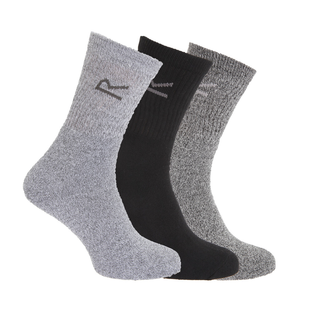 (One Size, Grey Marl) Regatta Great Outdoors Mens Cotton Rich Casual Socks (Pack Of 3)