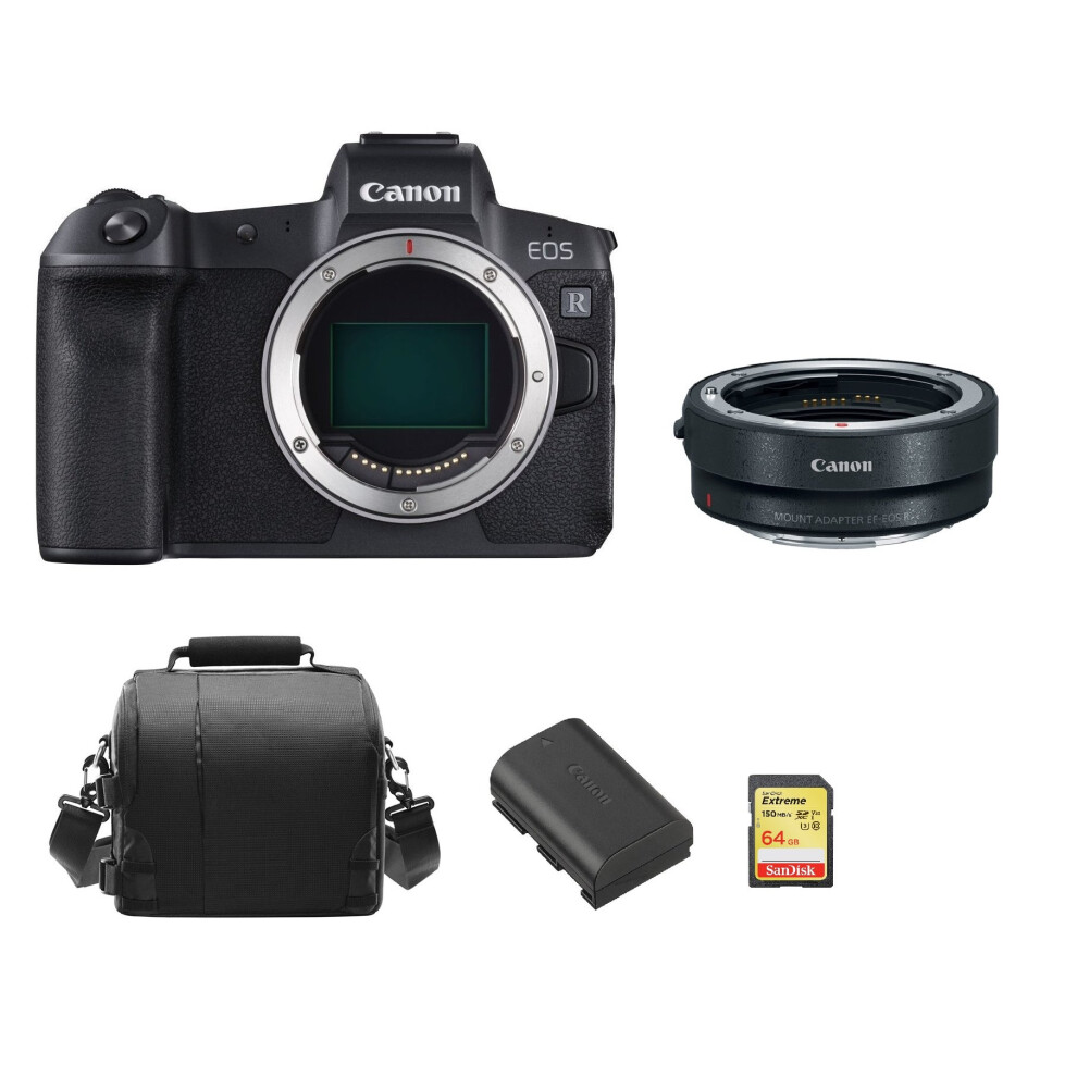 CANON EOS R Black + EF-EOS R Mount Adapter + 64GB SD card +Bag+LP-E6N