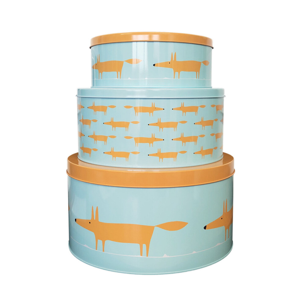 Scion Mr Fox Blue Set of 3 Round Cake Tins