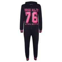 (13 Years, Black & Neon Pink) Kids Girls Boys Onesie BROOKLYN 76 ATHLECTIC All In One Jumpsuit PJ's 7-13 Years
