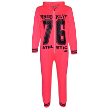 (7-8 Years, Neon Pink) Kids Girls Boys Onesie BROOKLYN 76 ATHLECTIC All In One Jumpsuit PJ's 7-13 Years