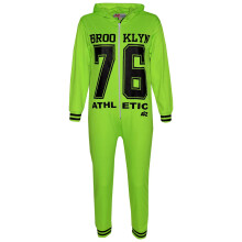 (7-8 Years, Neon Green) Kids Girls Boys Onesie BROOKLYN 76 ATHLECTIC All In One Jumpsuit PJ's 7-13 Years
