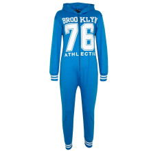 (11-12 Years, Turquoise) Kids Girls Boys Onesie BROOKLYN 76 ATHLECTIC All In One Jumpsuit PJ's 7-13 Years