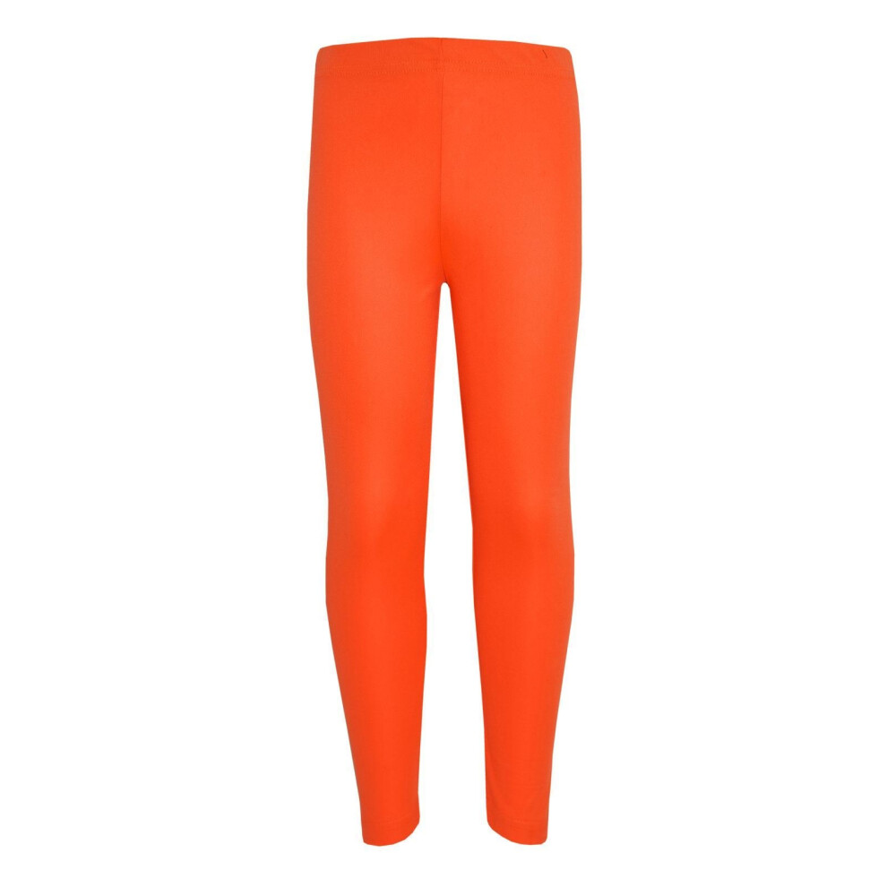 Girls Neon Orange Long Leggings