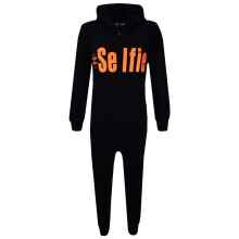 (7-8 Years, Black & Orange) Kids Girls Boys " #Selfie " Onesie All In One Summer Jumpsuit PJ's Age 7-13 Year