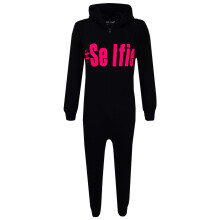 (5-6 Years, Black & Neon Pink) Kids Girls Boys " #Selfie " Onesie All In One Summer Jumpsuit PJ's Age 7-13 Year