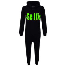 (5-6 Years, Black & Neon Green) Kids Girls Boys " #Selfie " Onesie All In One Summer Jumpsuit PJ's Age 7-13 Year