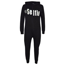 (9-10 Years, Foil Print) Kids Girls Boys " #Selfie " Onesie All In One Summer Jumpsuit PJ's Age 7-13 Year