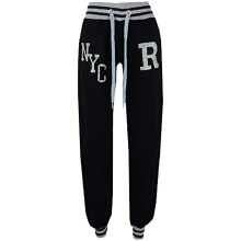 (11-12 Years, NYC Black) Girls Boys Joggers Kids Baseball Trackie Bottoms Jogging Pants Sports Trousers