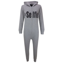 (11-12 Years, Grey) Kids Girls Boys " #Selfie " Onesie All In One Summer Jumpsuit PJ's Age 7-13 Year
