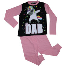 (13 Years) Kids Girls Dabbing Unicorn #Dab Baby Pink Floss Pyjamas Loungewear Nightwear Pjs