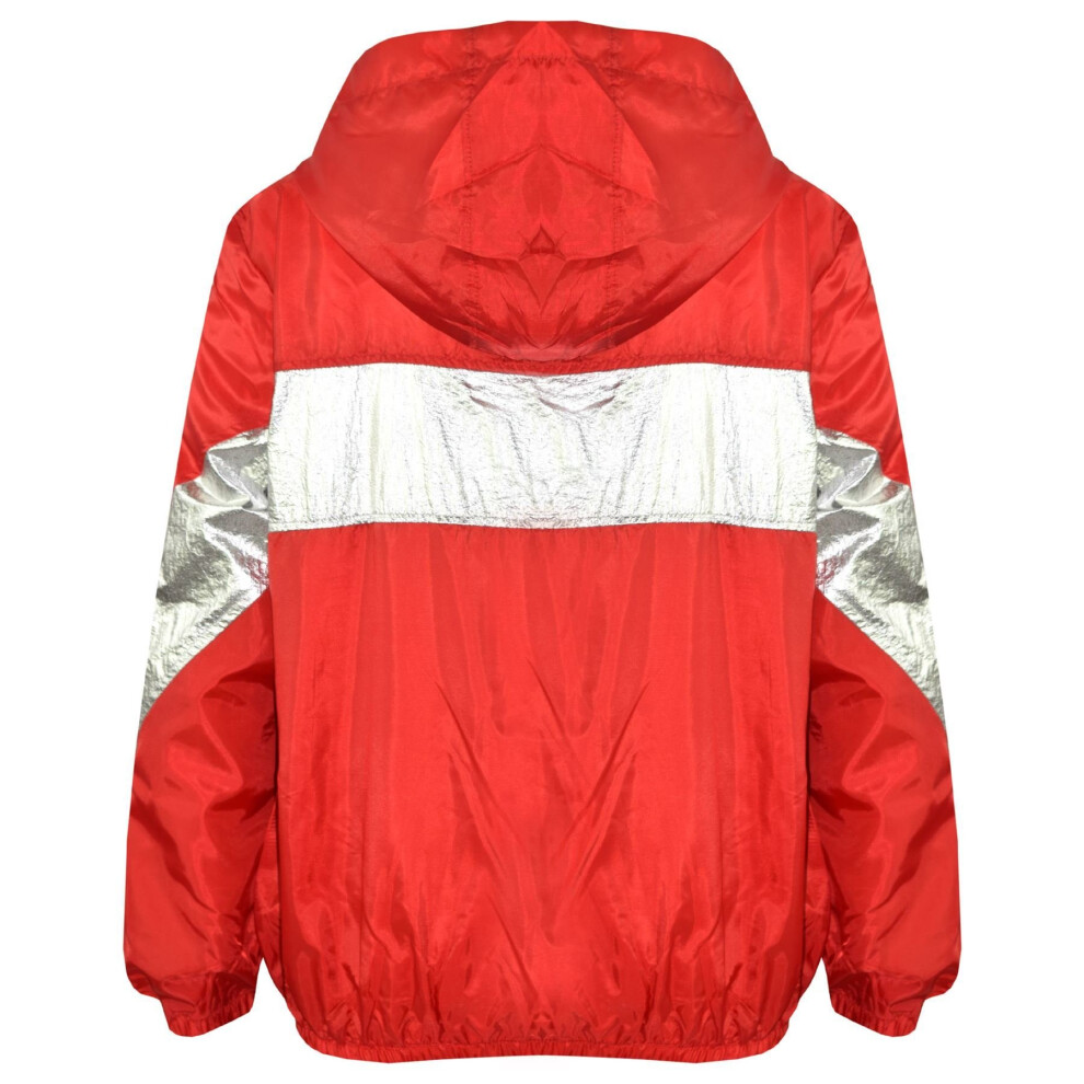 A2zkids (7-8 Years) Kids Girls Boys Windbreaker Jackets Block Contrast Hooded Red Cagoule Raincoats
