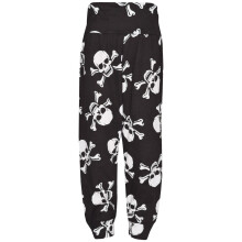 (9-10 Years, Skull & Cross Bones Print) Kids Girls Ali Baba Harem Trouser Plain Color Fashion Trendy Leggings 2-13 Years