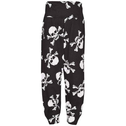 (9-10 Years, Skull & Cross Bones Print) Kids Girls Ali Baba Harem Trouser Plain Color Fashion Trendy Leggings 2-13 Years