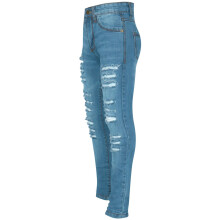 (7-8 Years) Kids Girls Skinny Jeans Denim Ripped Fashion Stretchy Light Blue Pants Jeggings
