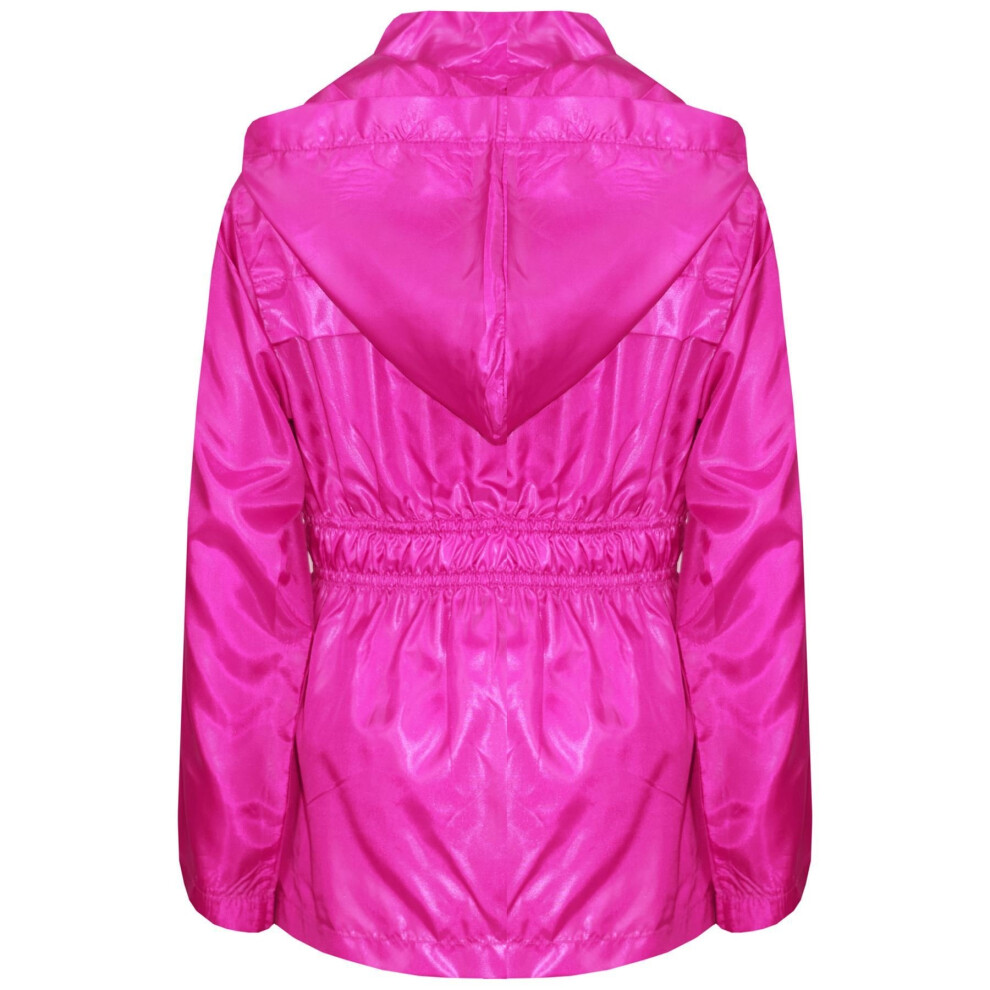 A2zkids (11-12 Years, Pink) Girls Boys Raincoats Jackets Kids Lightweight Hooded Cagoule Rain Mac 5-13 Years