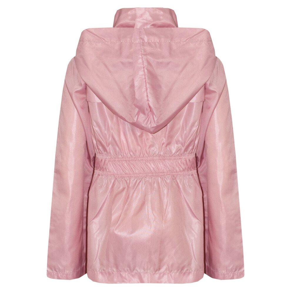 A2zkids (11-12 Years, Baby Pink) Girls Boys Raincoats Jackets Kids Lightweight Hooded Cagoule Rain Mac 5-13 Years