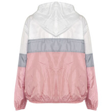 (13 Years) Kids Girls Windbreaker Baby Pink Contrast Block Jackets Hooded Cagoule Raincoats