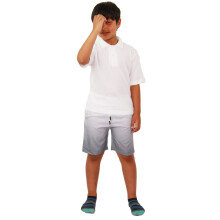 (9-10 Years) Kids Boys Girls Shorts Two Tone Grey Summer Chino Short Knee Length Half Pants