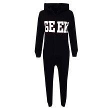 (5-6 Years, Black & White) Kids Girls Boys GEEK Print Summer Onesie Jumpsuit All In One Loungeware 7-13 Yrs