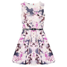 (9-10 Years) Girls Skater Dress Kids Floral Print Summer Party Dance Sun Dresses 7-13 Years
