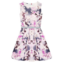 (2-3 Years) Girls Skater Dress Kids Floral Print Summer Party Dance Sun Dresses 7-13 Years