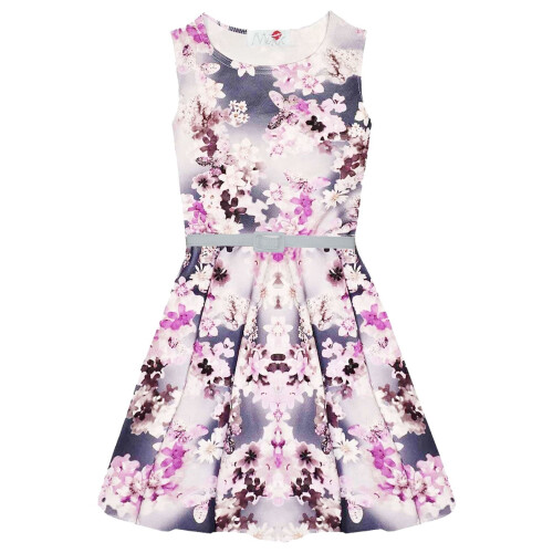 (7-8 Years) Girls Skater Dress Kids Floral Print Summer Party Dance Sun Dresses 7-13 Years