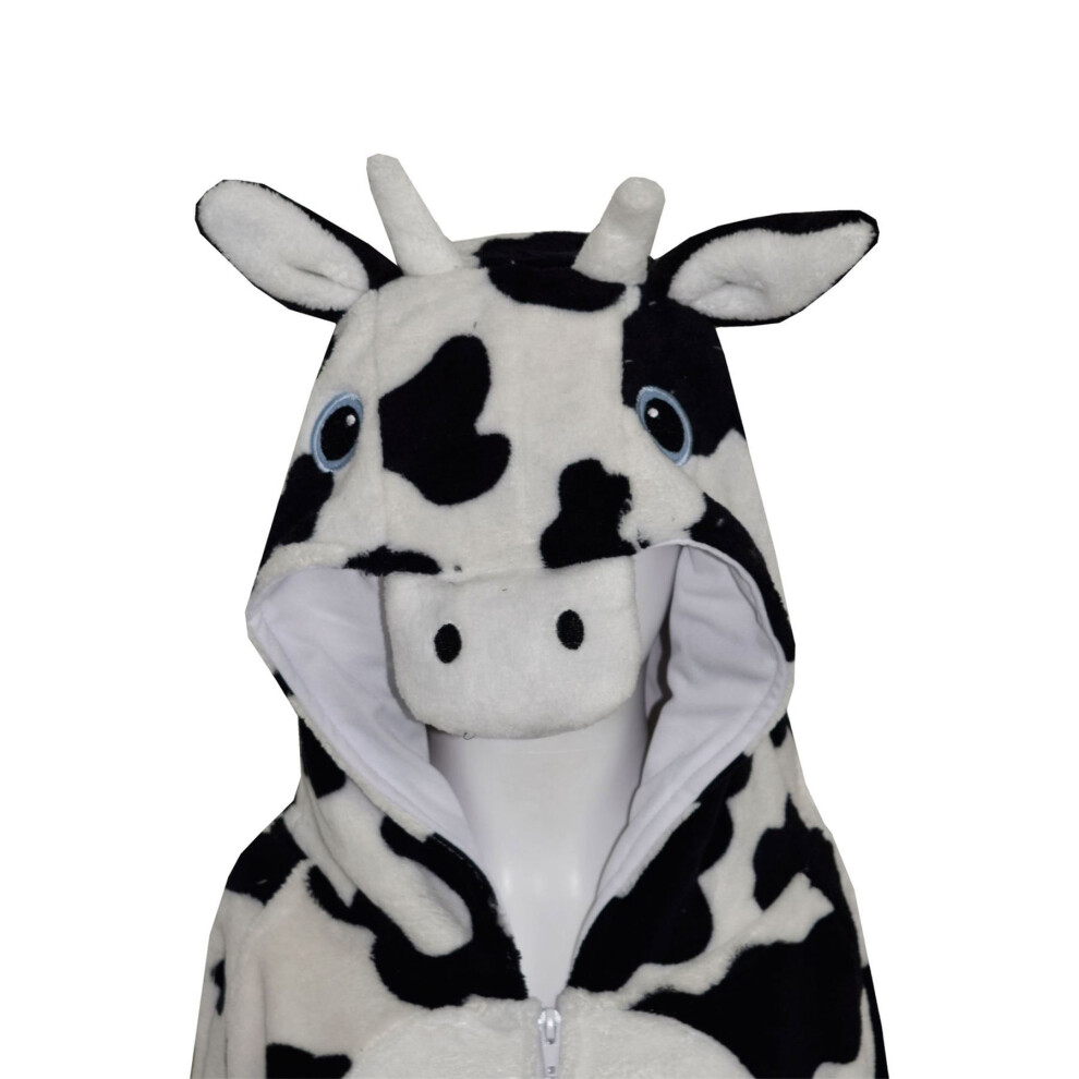 (13-14 Years) Kids Girls Boys Onesie Soft Fluffy Cow All In One Halloween Costume 7-14 Years