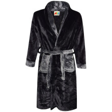 (5-6 Years) Kids Girls Boys Bathrobe Plain Black Dressing Gown Night Lounge Wears 2-13 Years