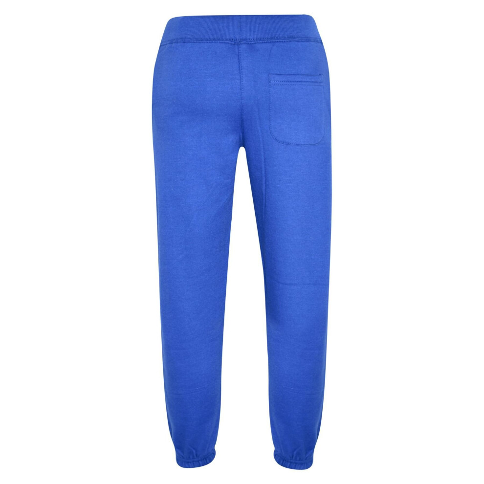 (7-8 Years, Royal Blue) Kids Girls Boys Plain Tracksuit Hooded Hoodie Bottom Jog Suit Joggers 7-13 Years