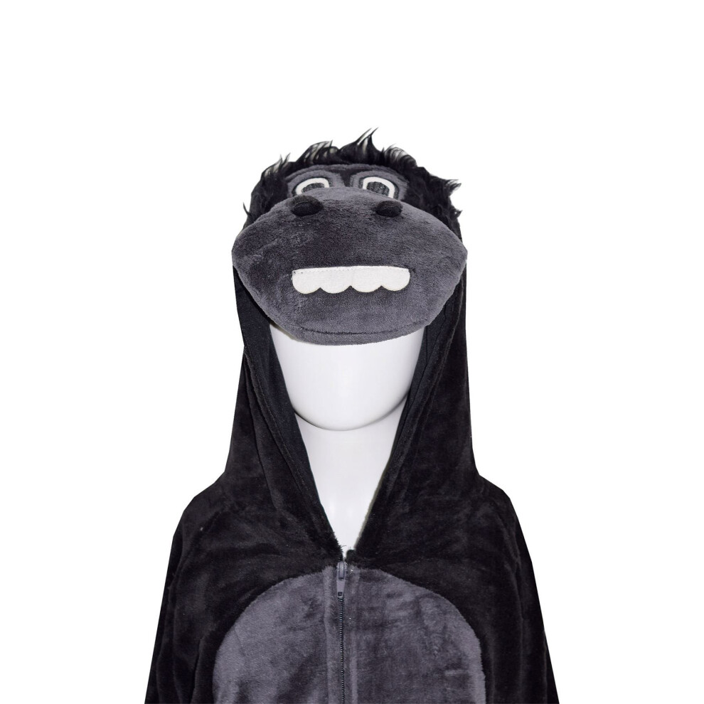 (7-8 Years) Kids Girls Boys Onesie Soft Fluffy Gorilla All In One Halloween Costume 7-14 Yr