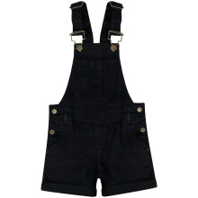 (9-10 Years, Black) Kids Girls Denim Stretch Dungaree Shorts Jumpsuit Playsuit All In One 7-13 Years