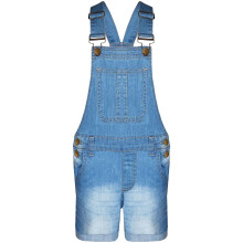 (9-10 Years, Light Blue) Kids Girls Denim Stretch Dungaree Shorts Jumpsuit Playsuit All In One 7-13 Years