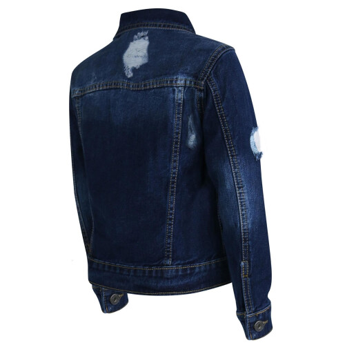 (3-4 Years) Kids Boys Denim Jackets Designer Dark Blue Ripped Jeans Fashion Coat Age 3-13 Yr
