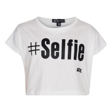 (13 Years, Selfie White) Girls Tops Kids Love Paris NYC #SELFIE Crop Top & Double Layer Skater Skirt 7-13