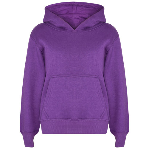 (13 Years) Kids Girls Boys Sweat Shirt Tops Plain Purple Hooded Jumpers Hoodies Age 2-13 Yr
