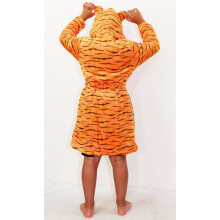 (13 Years) Kids Boys Girls Bathrobe 3D Animal Tiger Fleece Dressing Gown Night Lounge Wear