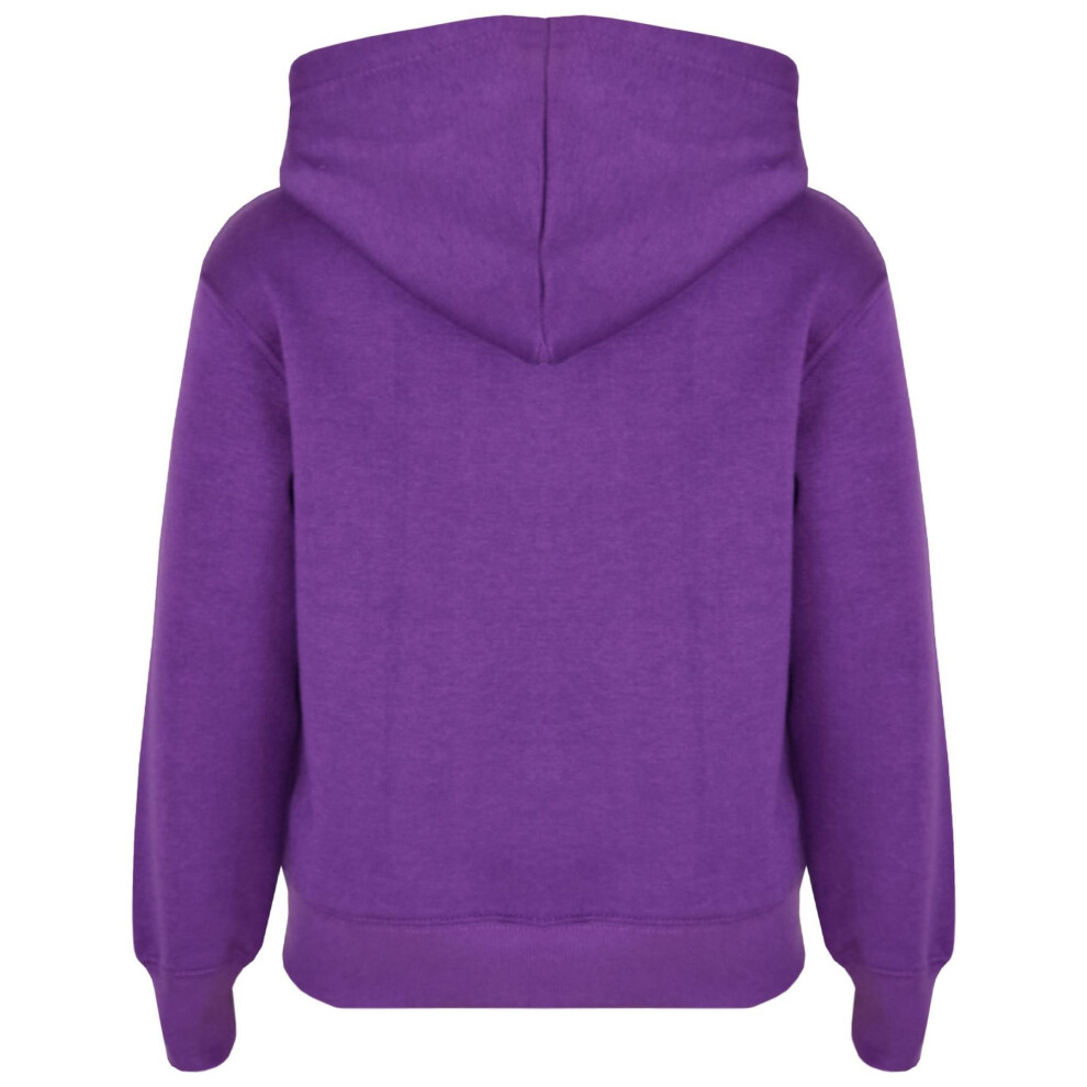 A2zkids (3-4 Years) Kids Girls Boys Sweat Shirt Tops Plain Purple Hooded Jumpers Hoodies Age 2-13 Yr