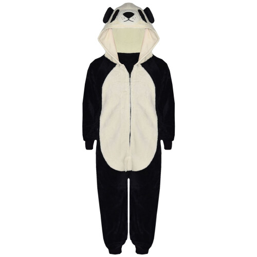 (11-12 Years) Kids Girls Boys Onesie Soft Fluffy Panda All In One Animal Costume 7-14 Years