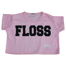 (7-8 Years) Kids Girls Crop Top Designer Floss Baby Pink Stylish Fashion T Shirt Top 5-13 Yr