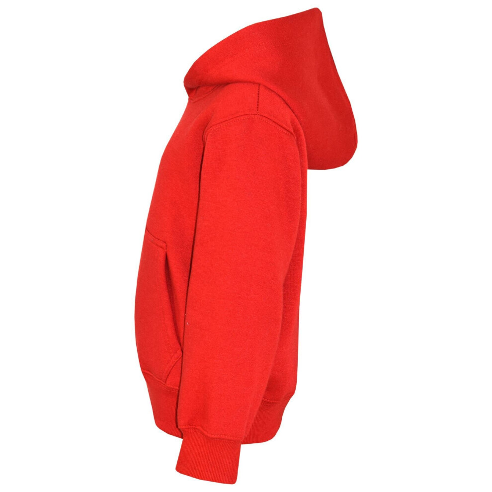 (5-6 Years) Kids Girls Boys Sweat Shirt Tops Plain Red Hooded Jumpers Hoodies Age 2-13 Years