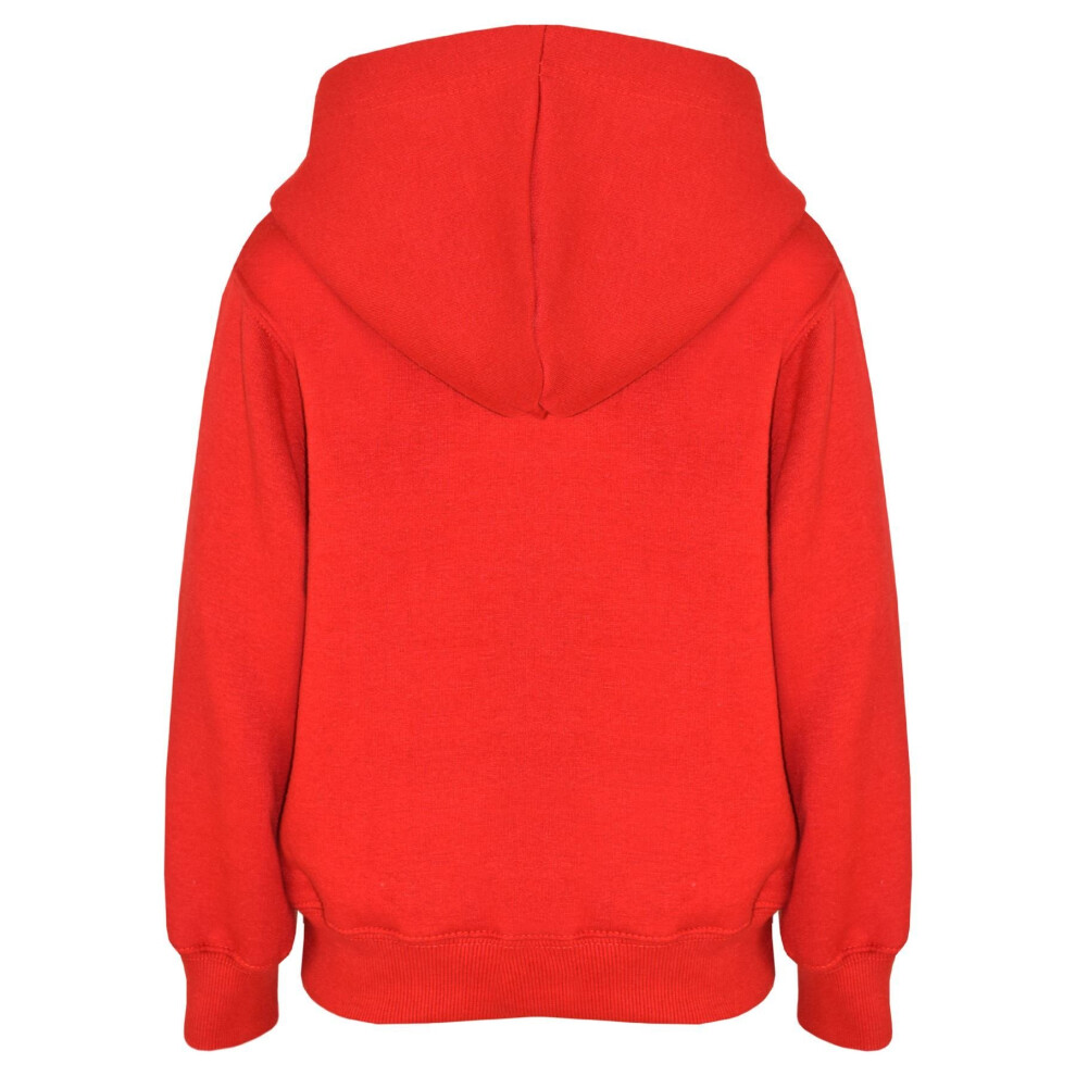 A2zkids (7-8 Years) Kids Girls Boys Sweat Shirt Tops Plain Red Hooded Jumpers Hoodies Age 2-13 Years