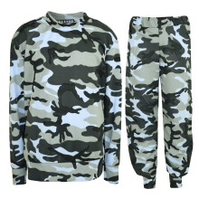 (5-6 Years, Blue) Kids Girls Lounge Suit Camouflage Jogsuit Top Bottom Loungewear Age 7-13 Years