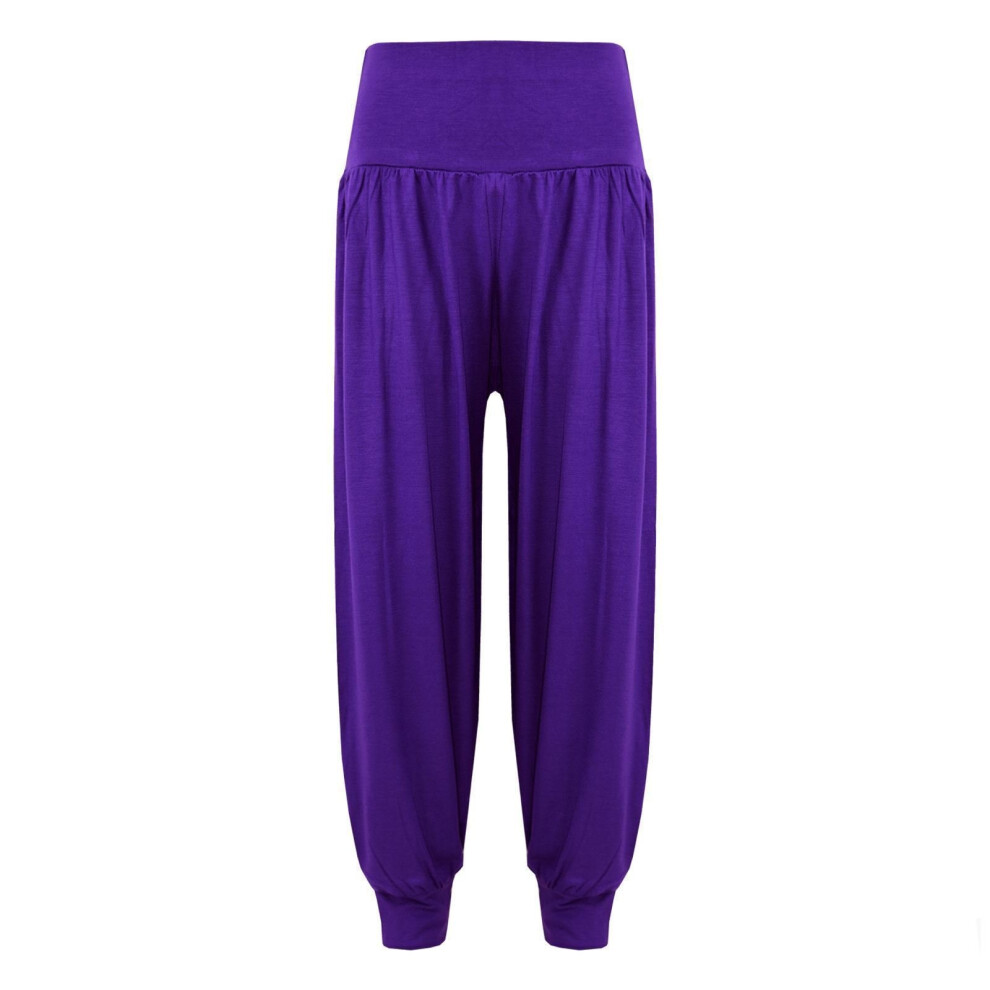 (11-12 Years, Purple) Kids Girls Ali Baba Style Plain Color Fashion Trendy Trouser 2-13 Years