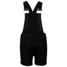 (9-10 Years) Kids Girls Dungaree Short Black Denim Ripped Stretch Jeans Overall Jumpsuit 5-13