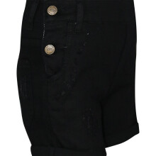 (9-10 Years, Black) Kids Girls Dungaree Shorts Denim Ripped Stretch Jeans Overall Jumpsuit 5-13 Year